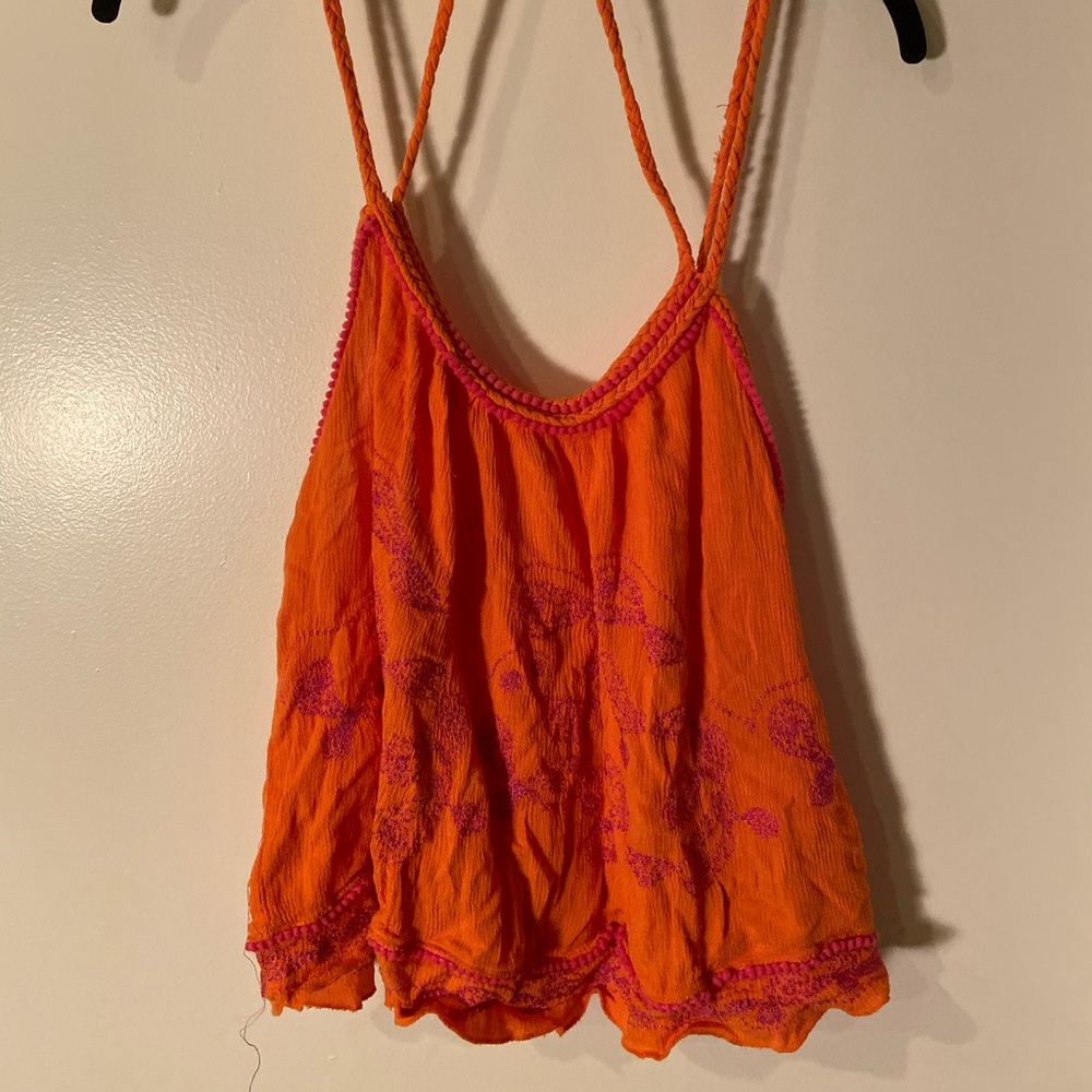 Strappy Orange Bohemian Shirt
